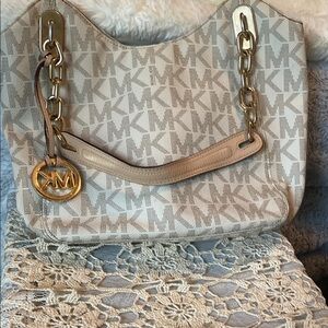 Michael Kors Cream Monogram Shoulder Bag